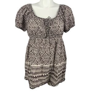 GAP Brown and Cream Patterned Blouse